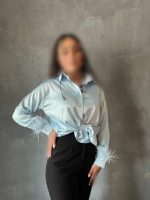 شومیز ساتن آستین پردار - Image 4